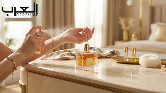 applying Khamrah perfume
